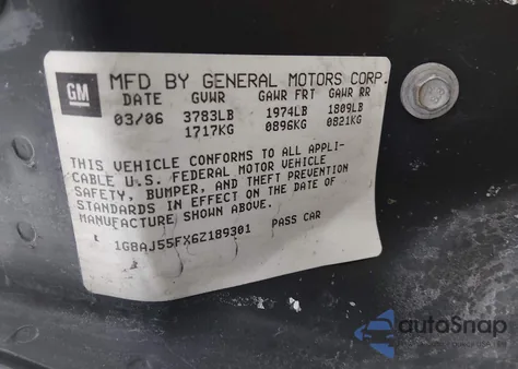 2006 Saturn Ion 2 из США, поврежденный, VIN 1G8AJ55FX6Z189301